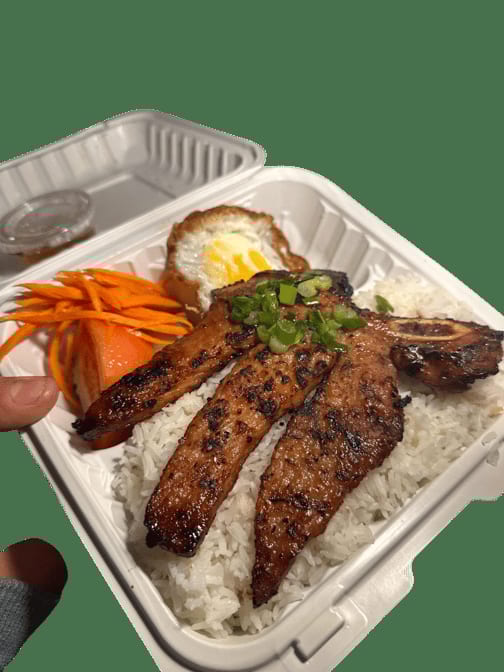 45. Pork Chop & Egg on Rice (Com Suon Trung).